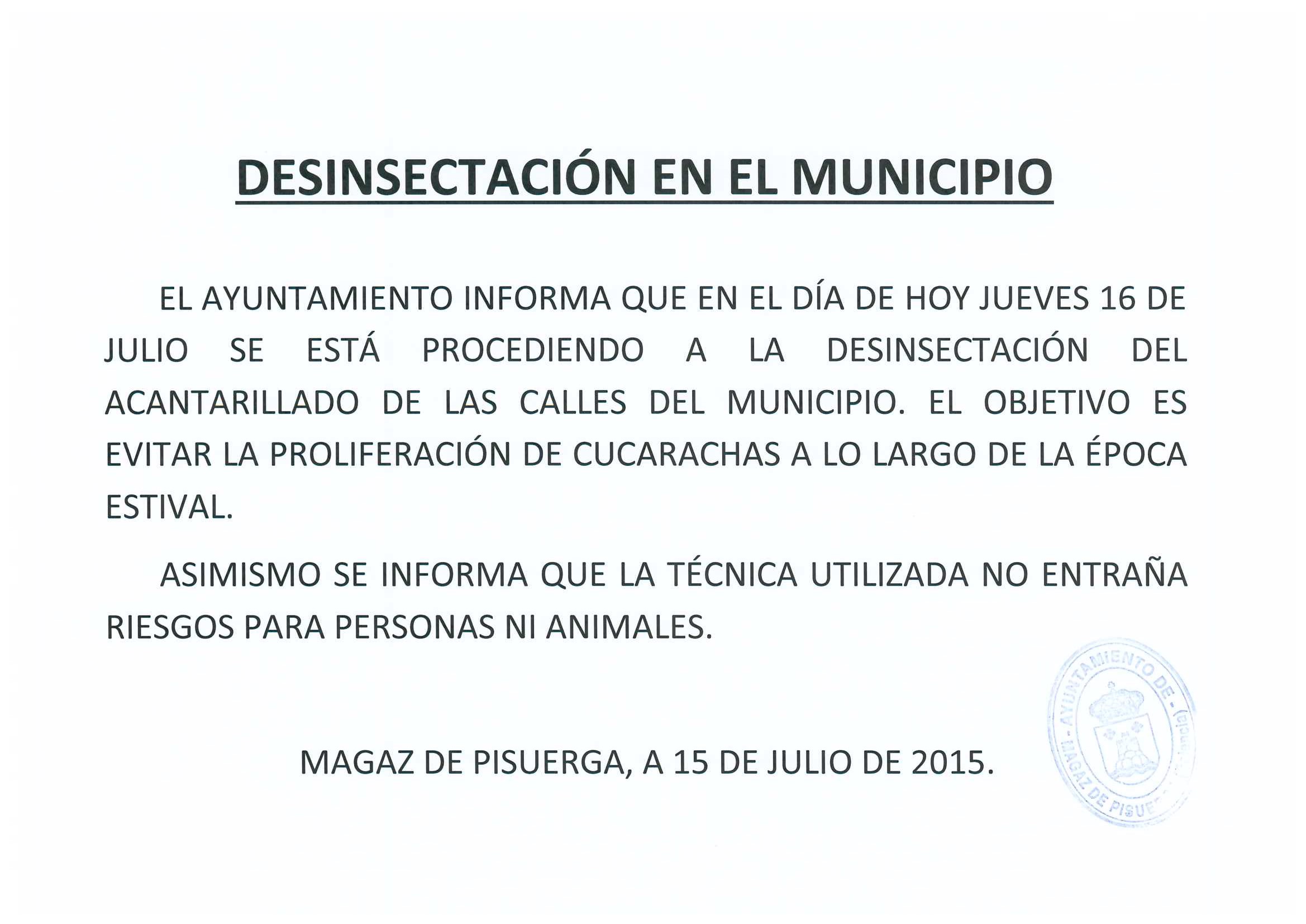 Desinsectación en el municipio