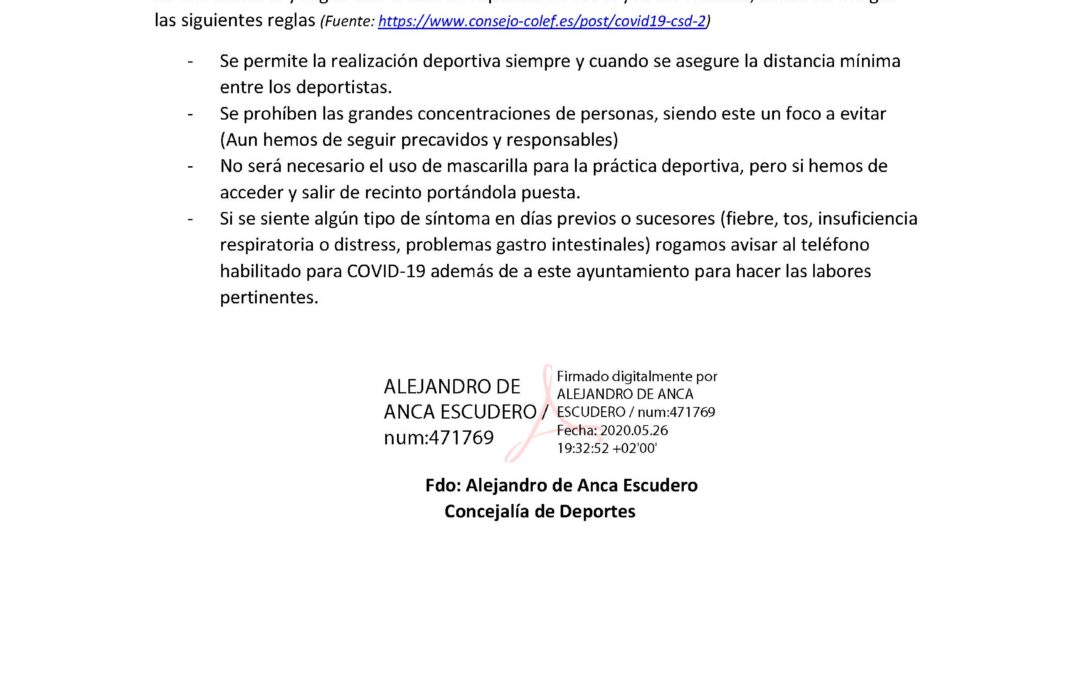 Apertura de espacios deportivos