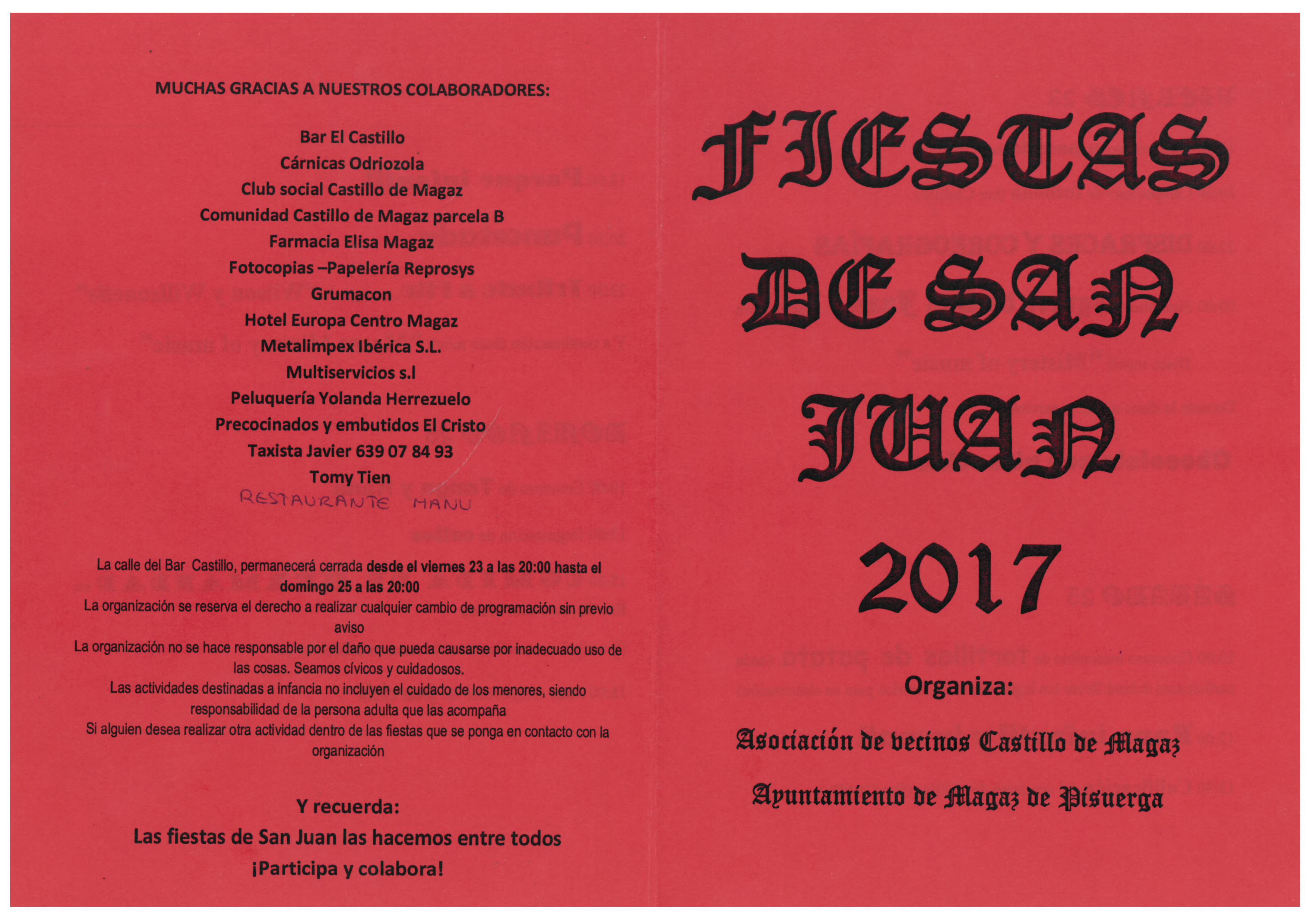 Programa Fiestas de San Juan 2017